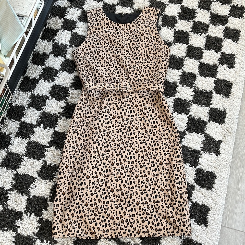 Jcrew leopard dress petite size 2